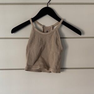 Free people Cropped Tan Ribbed Tank Top